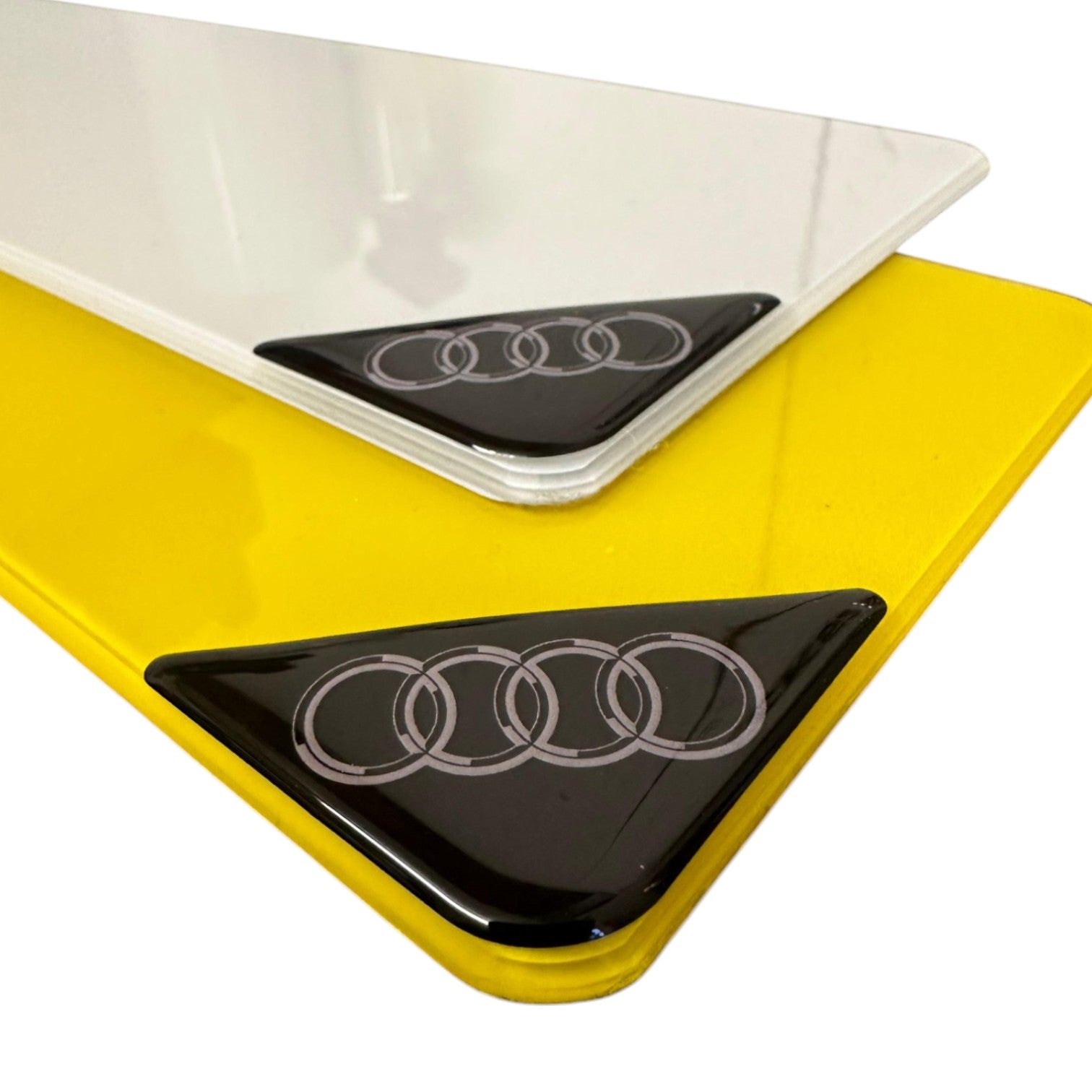 3D Domed Gel Audi Number Plate Corner Badges Stickers