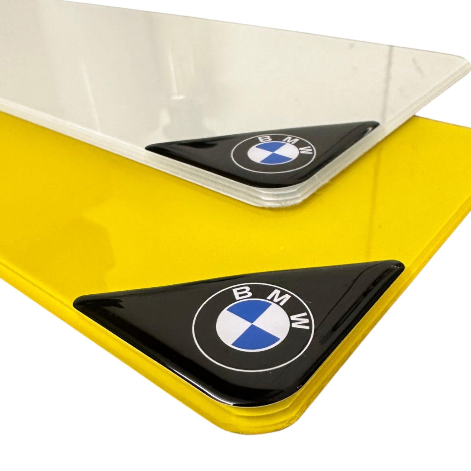 3D Domed Gel BMW Number Plate Corner Badges Stickers