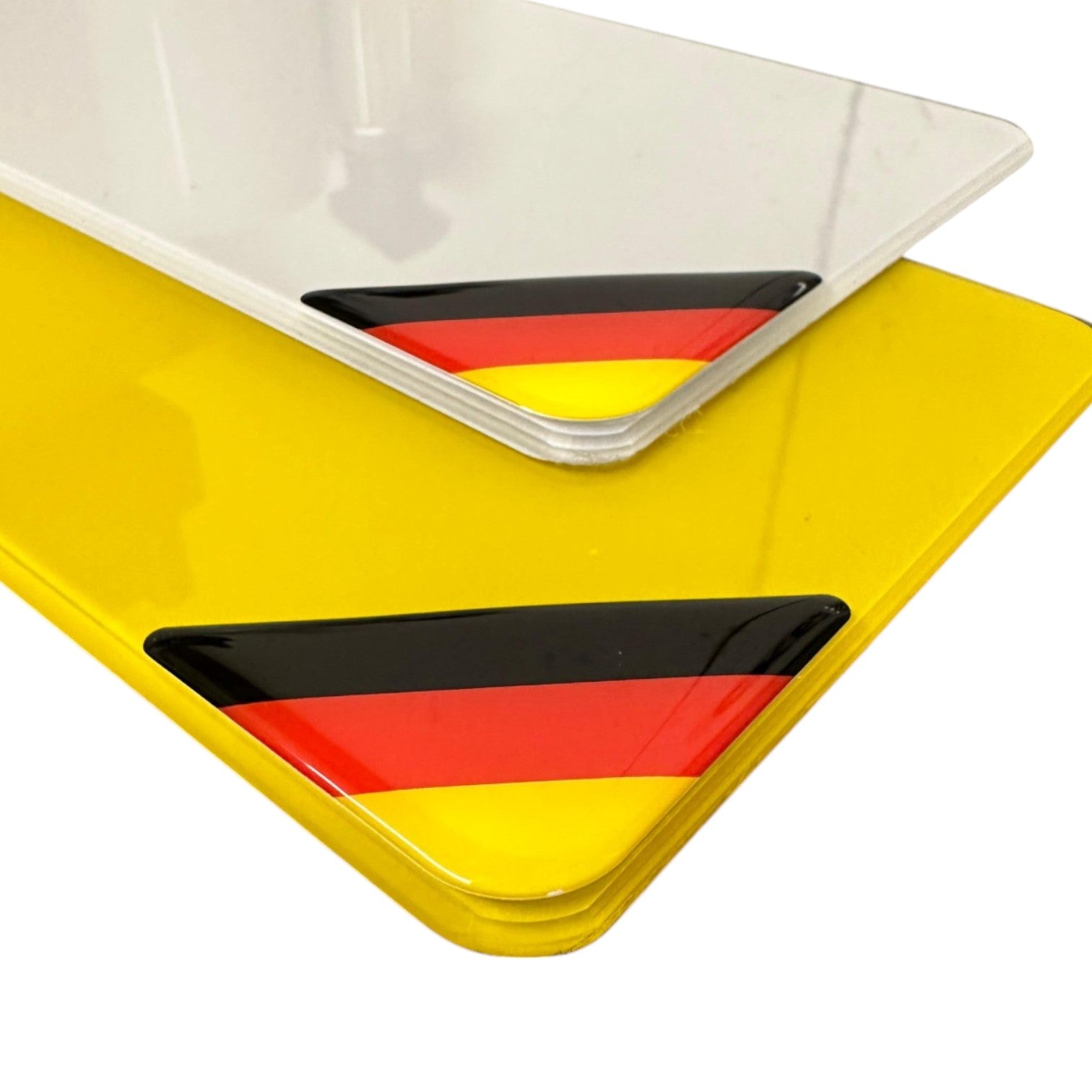 3D Domed Gel German Flag Euro Number Plate Corner Badges Stickers